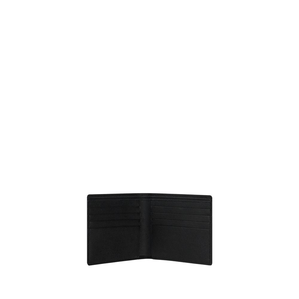 Saint Laurent Portafoglio Billfold Nero in Pelle con Grana Signature