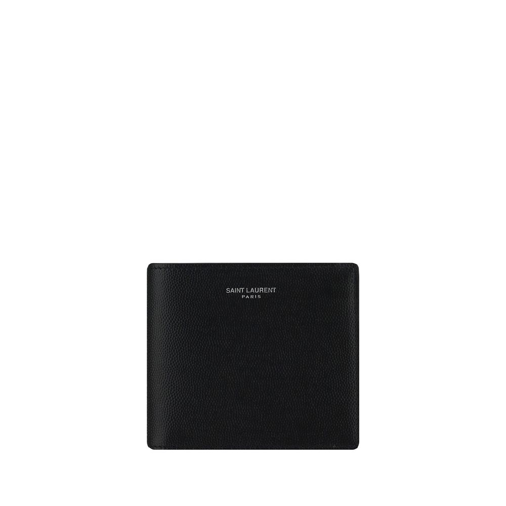 Saint Laurent Portafoglio Billfold Nero in Pelle con Grana Signature