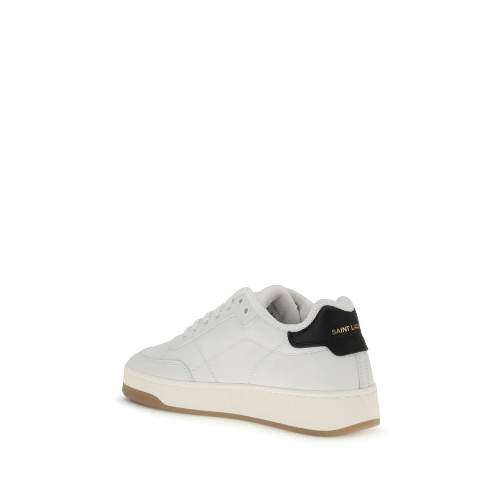 Saint Laurent SL/61 Sneakers Basse Bianche in Pelle con Firma Oro