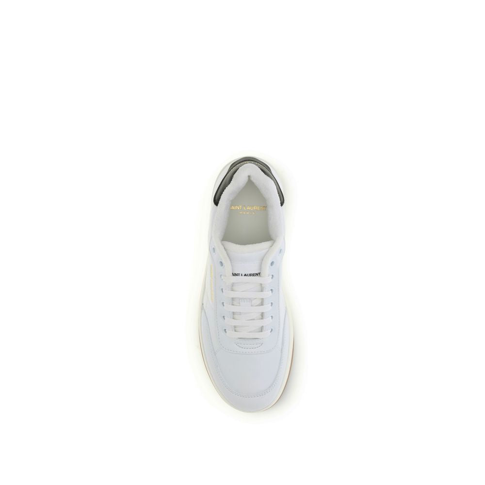 Saint Laurent SL/61 Sneakers Basse Bianche in Pelle con Firma Oro