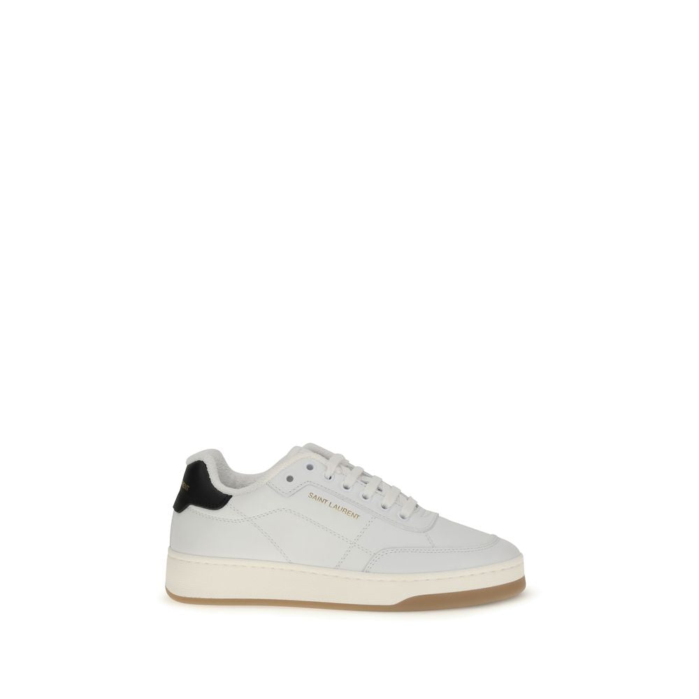 Saint Laurent SL/61 Sneakers Basse Bianche in Pelle con Firma Oro
