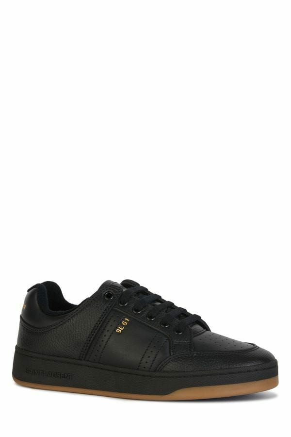 Saint Laurent Sneakers Basse Nere in Pelle con Micro Fori Traspiranti