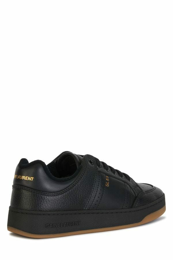 Saint Laurent Sneakers Basse Nere in Pelle con Micro Fori Traspiranti