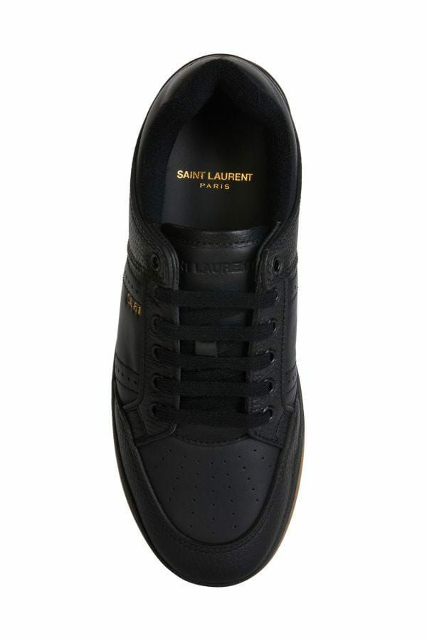 Saint Laurent Sneakers Basse Nere in Pelle con Micro Fori Traspiranti