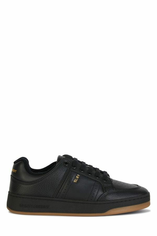 Saint Laurent Sneakers Basse Nere in Pelle con Micro Fori Traspiranti