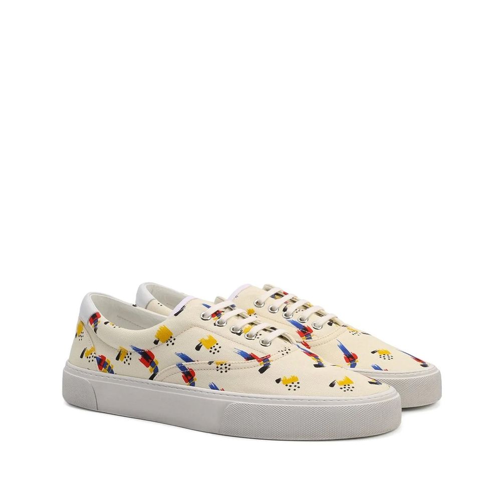 Saint Laurent Sneakers Basse in Tela Bianca Stile Pulito