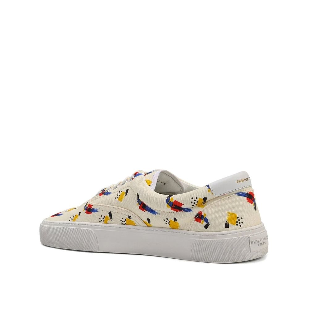 Saint Laurent Sneakers Basse in Tela Bianca Stile Pulito