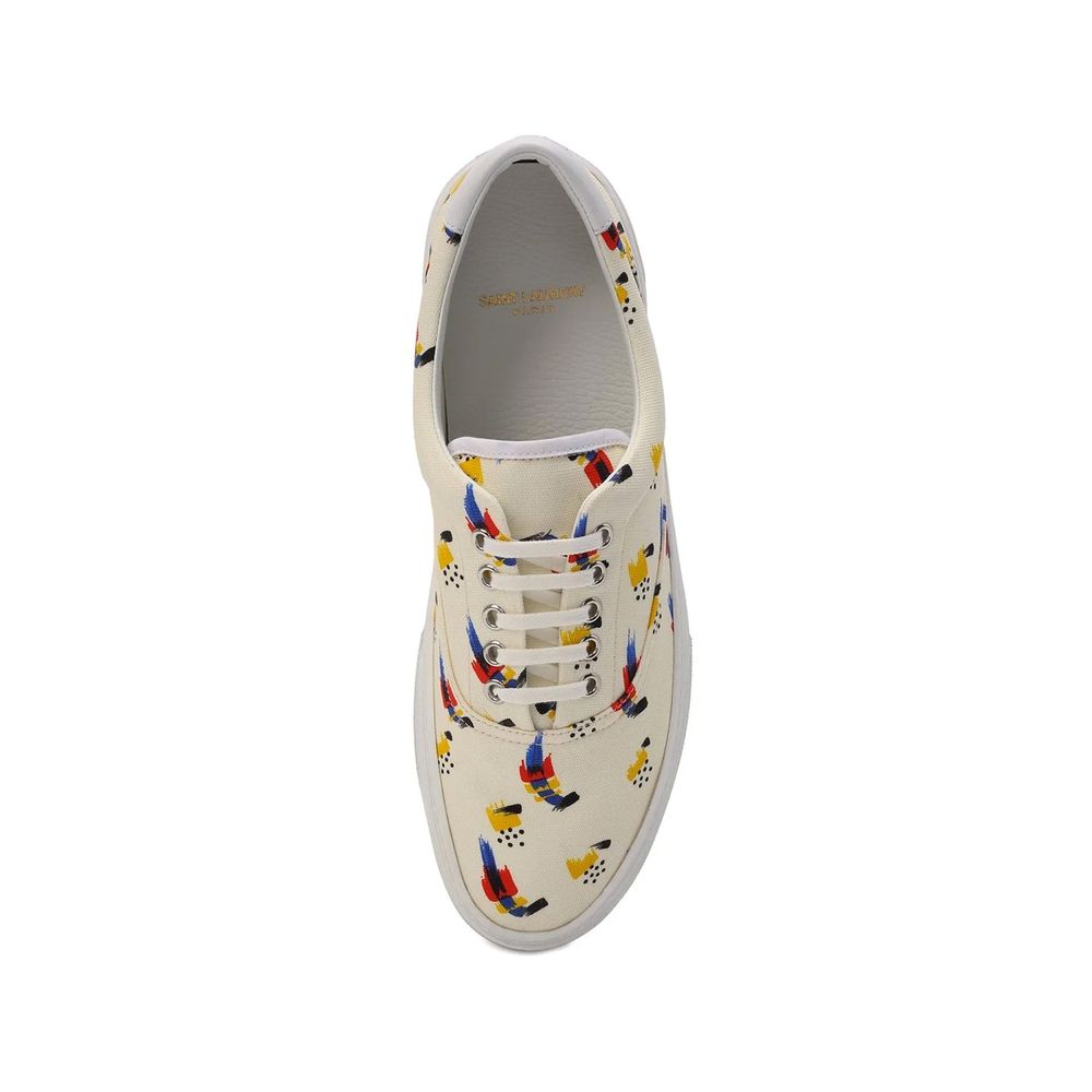 Saint Laurent Sneakers Basse in Tela Bianca Stile Pulito