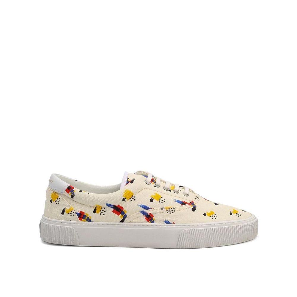 Saint Laurent Sneakers Basse in Tela Bianca Stile Pulito