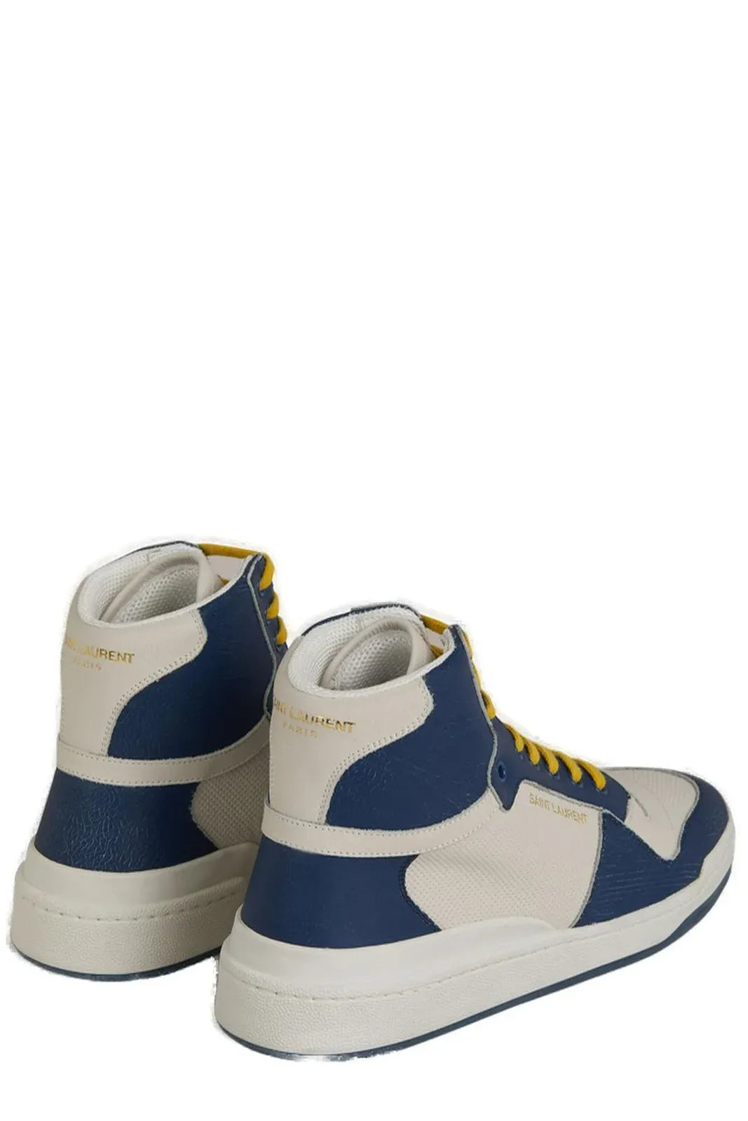 Saint Laurent Sneakers Mid-Top Blu in Pelle di Vitello con Logo