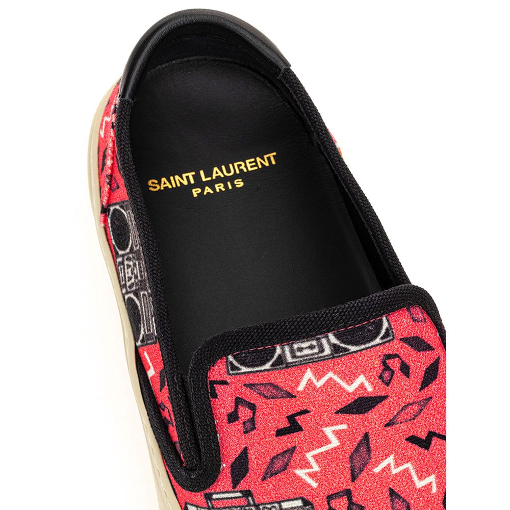Saint Laurent Venice Slip-On Rosa in Tela Stampa Radio Tacco 3 cm