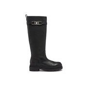 Salvatore Ferragamo Black Calfskin Over The Knee