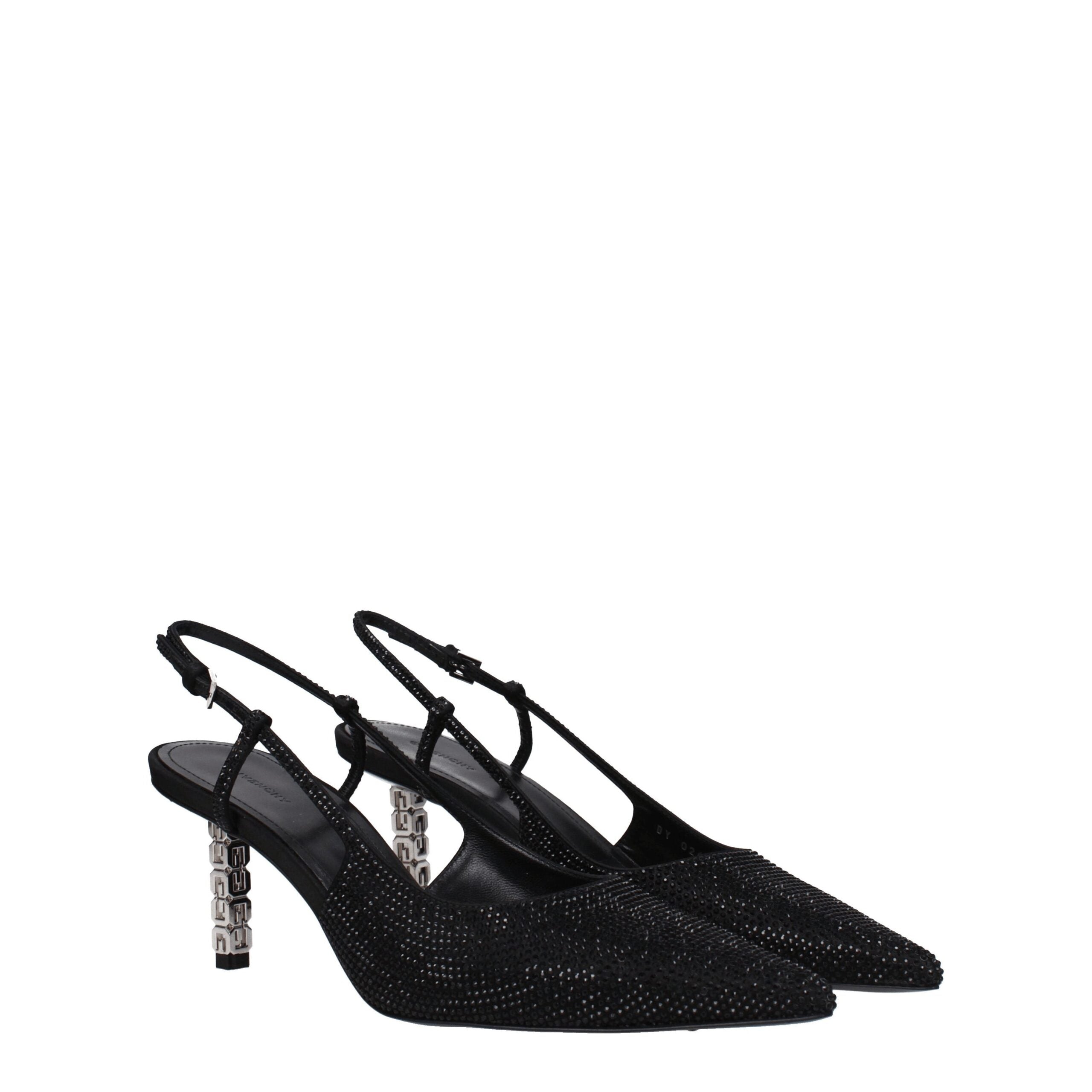 Sandali Givenchy High Heel Neri in Tessuto con Strass e Tacco Alto (7 cm)