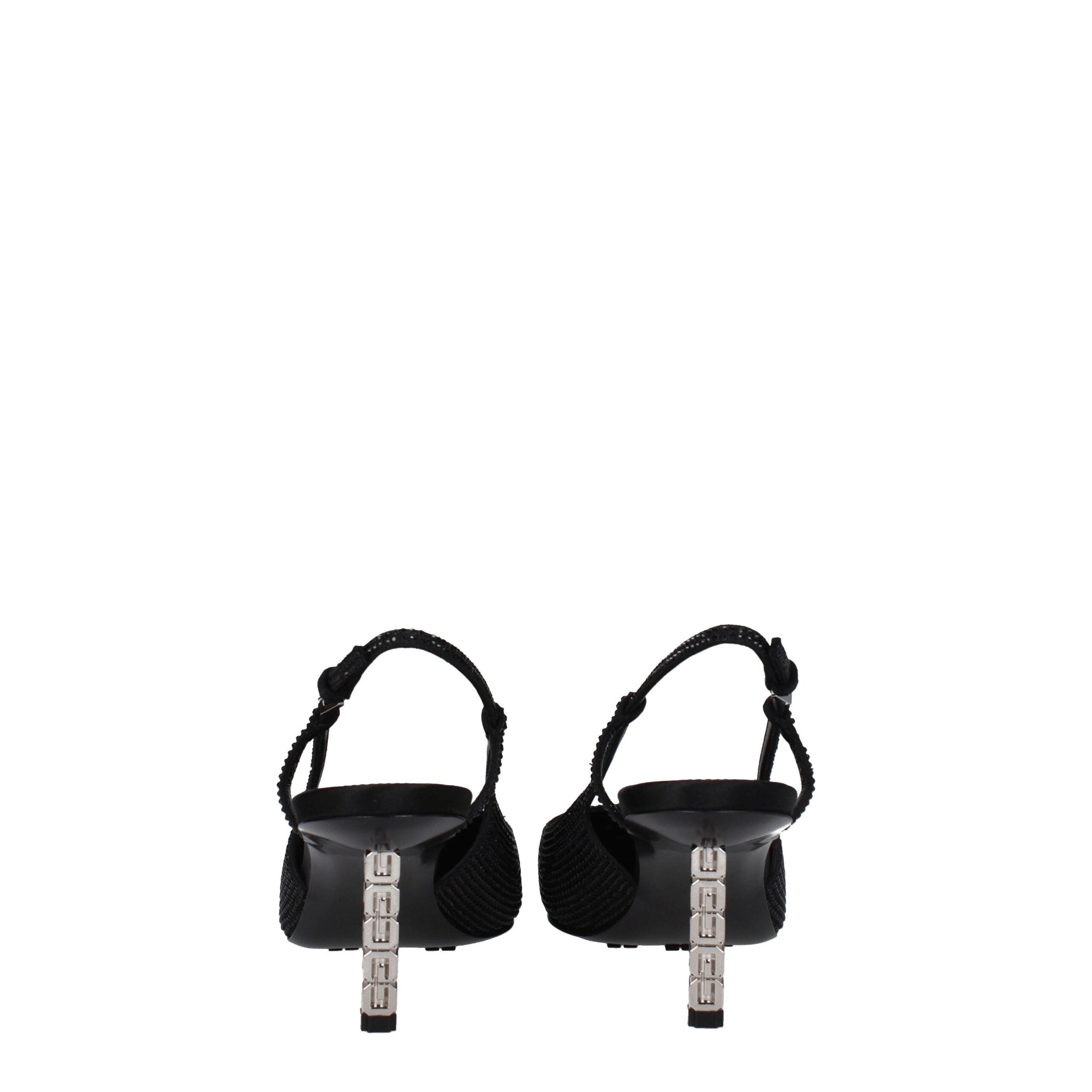 Sandali Givenchy High Heel Neri in Tessuto con Strass e Tacco Alto (7 cm)