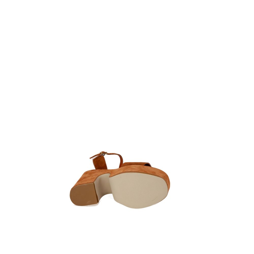 Sandali Tacco Chunky Guess CLODY Platform in Camoscio Marrone