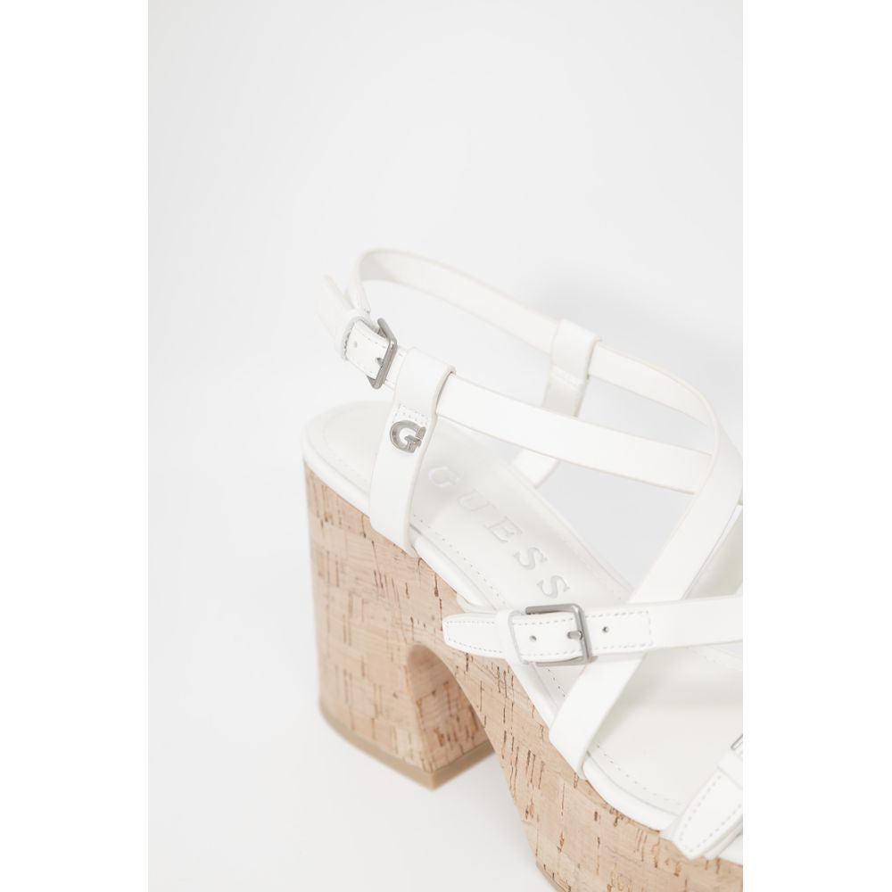 Sandali Tacco Largo Guess CORKE Platform in Pelle Beige