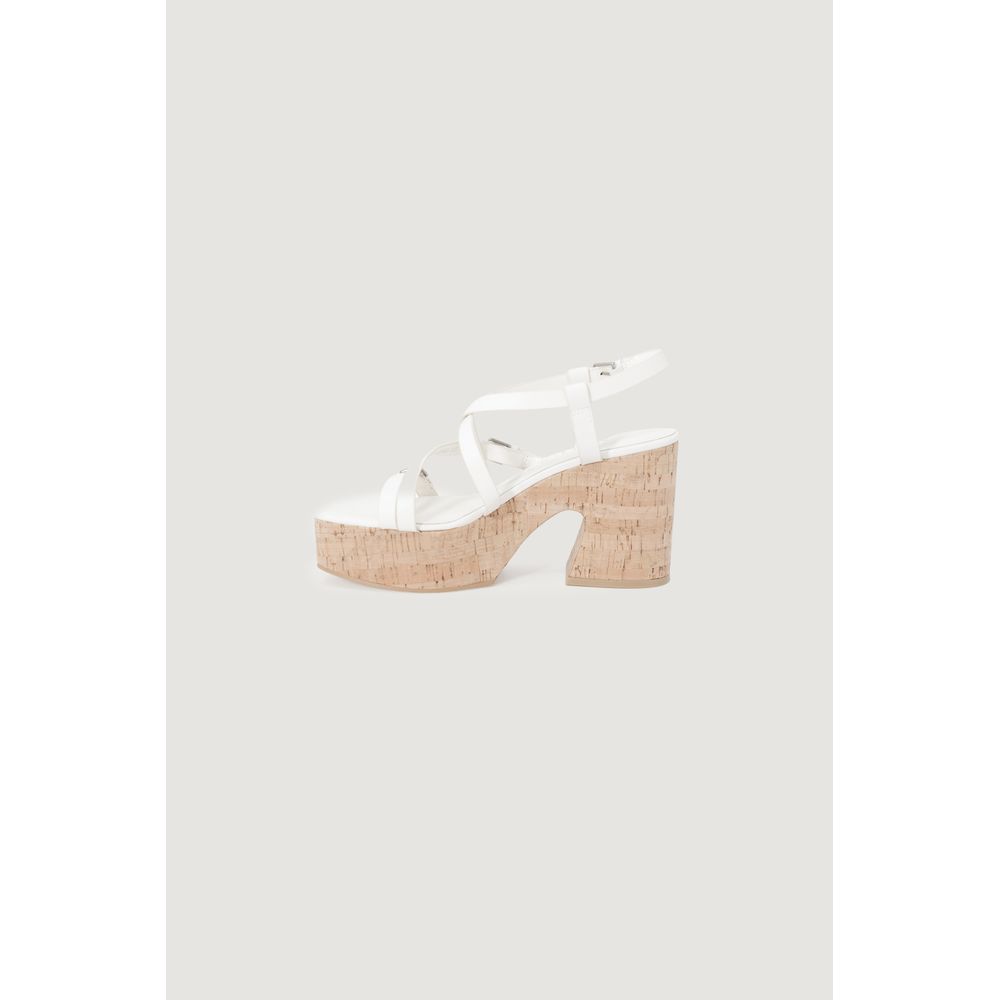 Sandali Tacco Largo Guess CORKE Platform in Pelle Beige