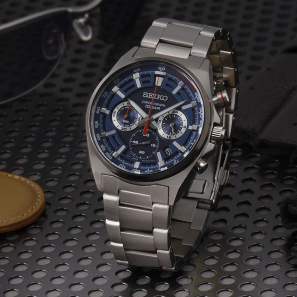 Seiko Chronograph SSB407P1 Quarzo Nero Blu