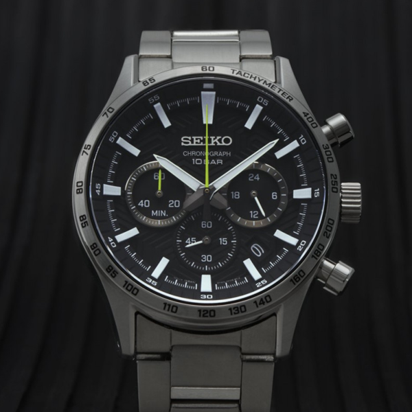 Seiko Chronograph SSB413P1 Quarzo Argento Nero
