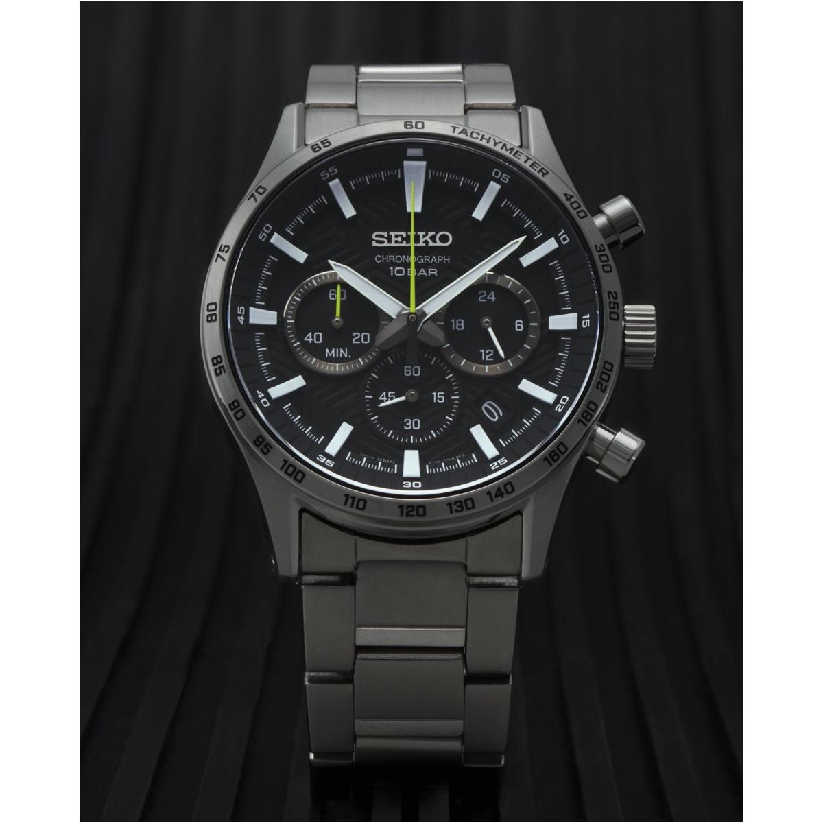 Seiko Chronograph SSB413P1 Quarzo Argento Nero