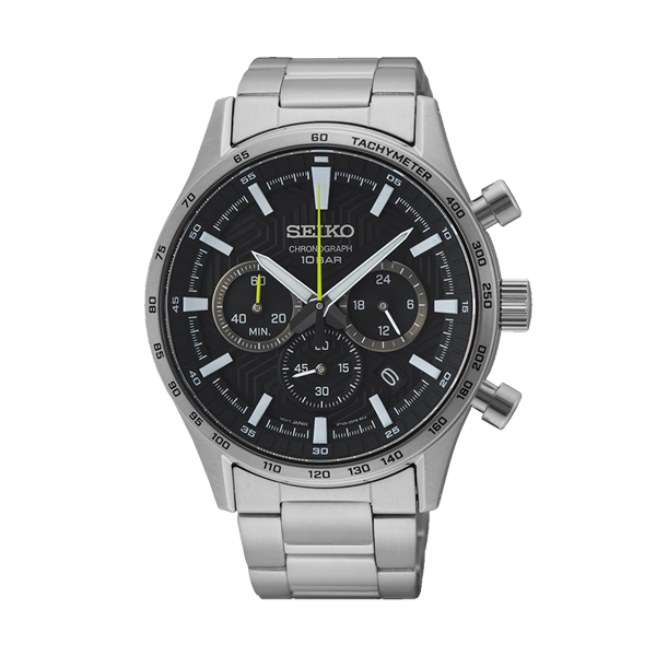 Seiko Chronograph SSB413P1 Quarzo Argento Nero