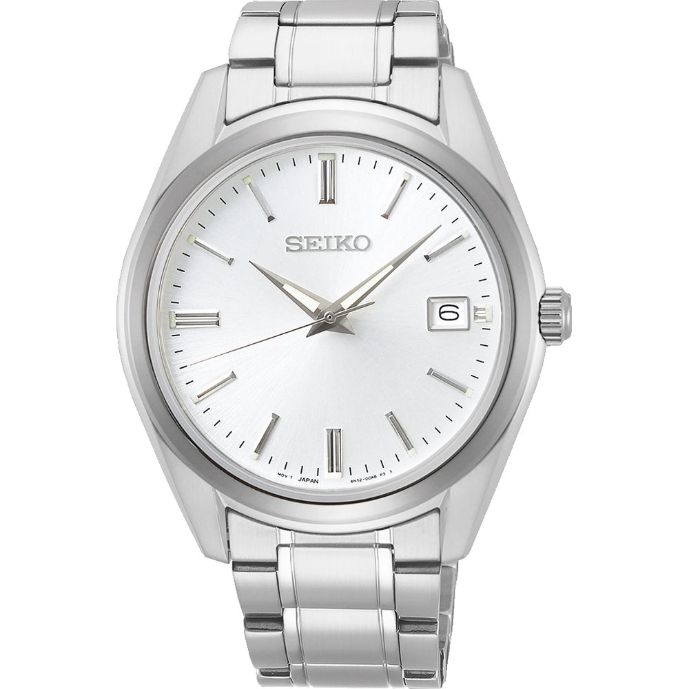 Seiko Quarzo SUR307P1 Uomo Acciaio Bianco