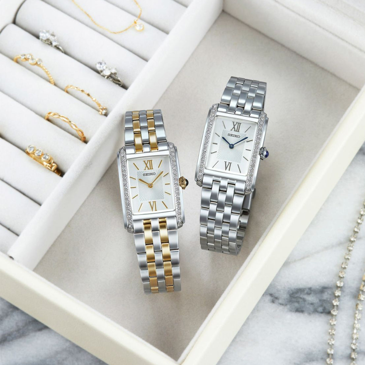 Seiko Quarzo SWR091P1 Donna Oro Rosa Cristalli Piccolo