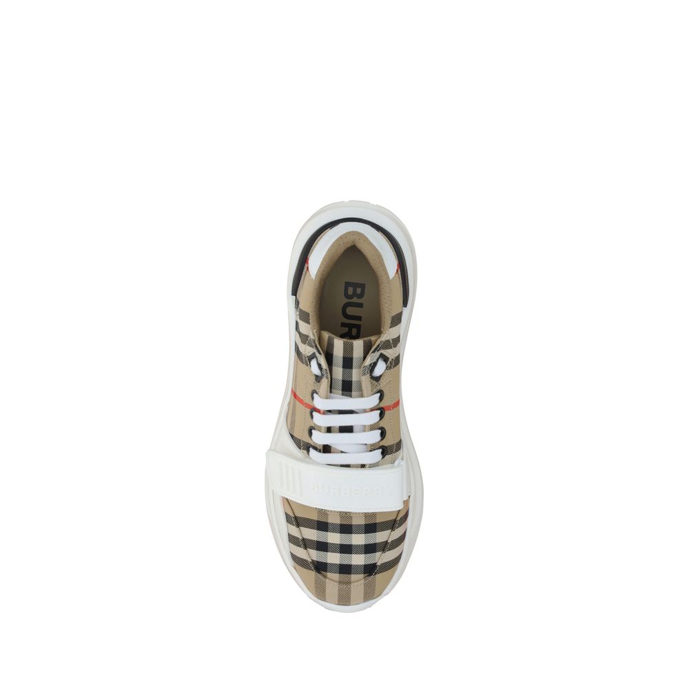 Sneakers Athletic Burberry New Regis in Cotone Check Archivio Beige