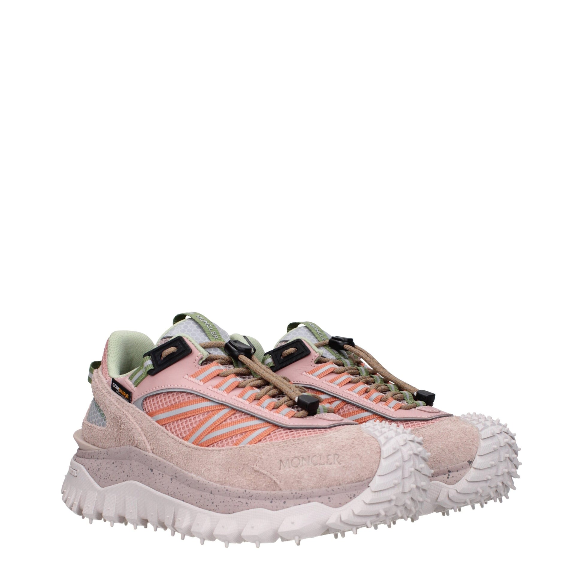 Sneakers Athletic Moncler in Suede Rosa con Tacco Medio