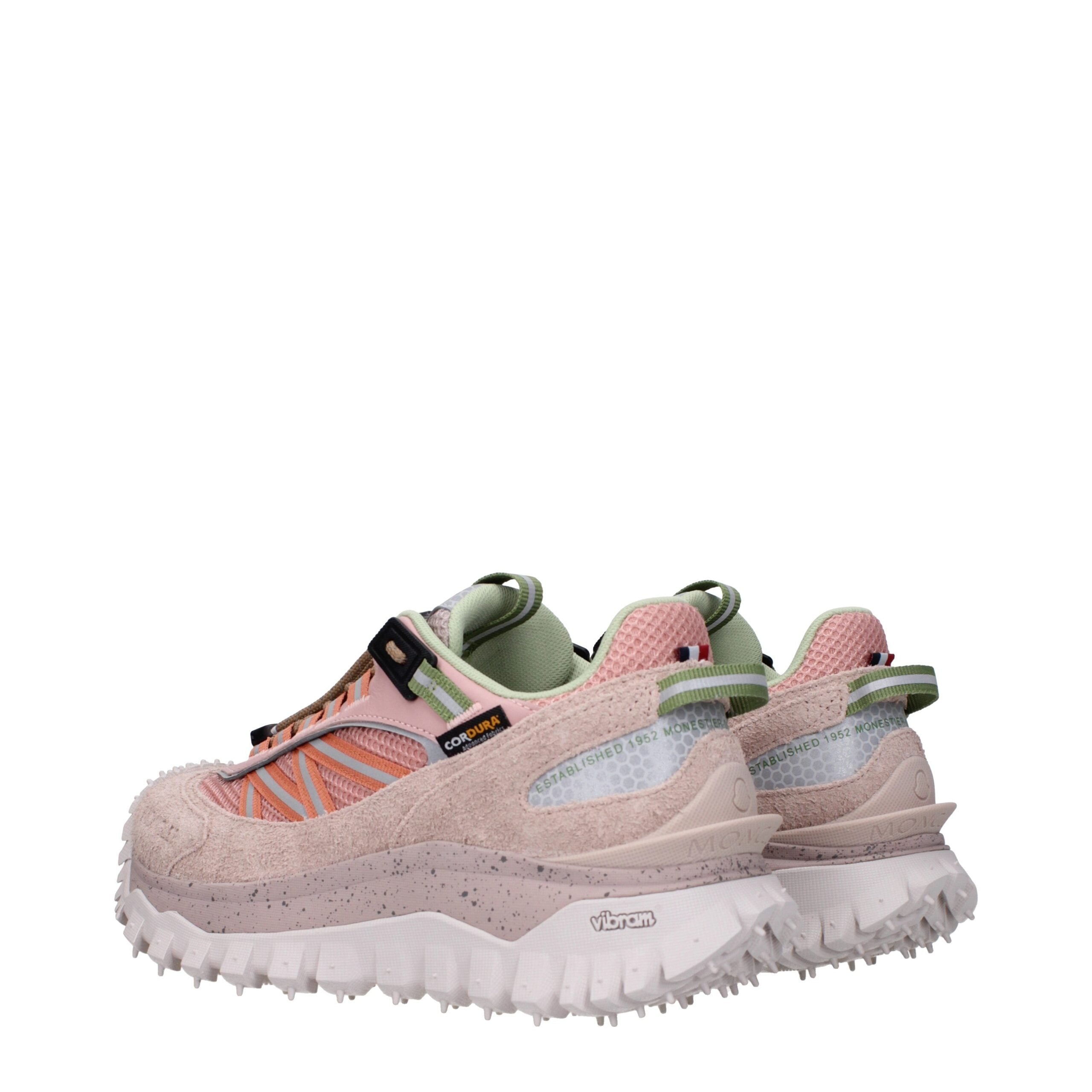 Sneakers Athletic Moncler in Suede Rosa con Tacco Medio