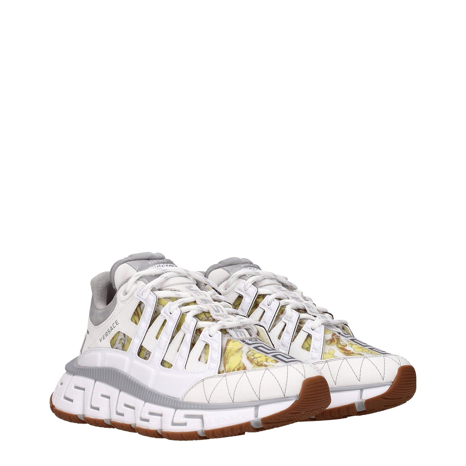 Sneakers Athletic Versace in Pelle Bianca, Tacco 5cm