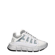 Sneakers Athletic Versace in Tessuto Bianco Greca e Dettagli Argento