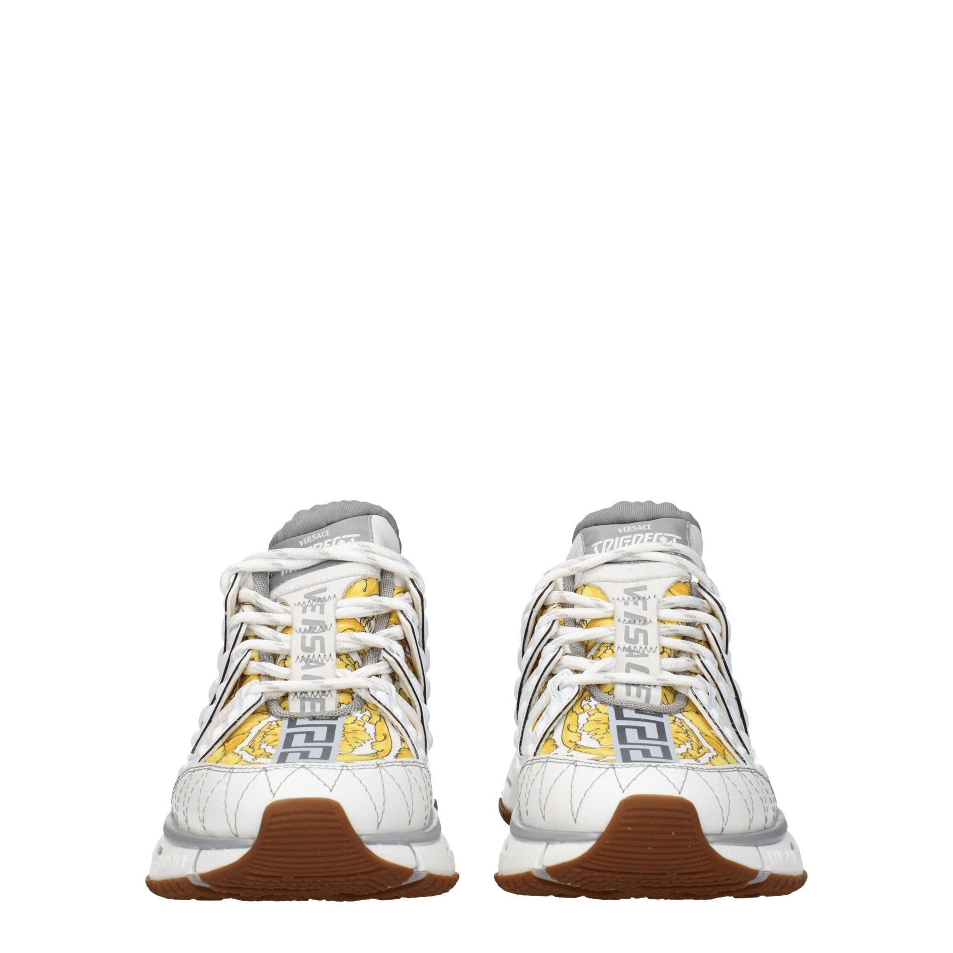 Sneakers Athletic Versace in Tessuto Bianco Greca e Dettagli Grigi