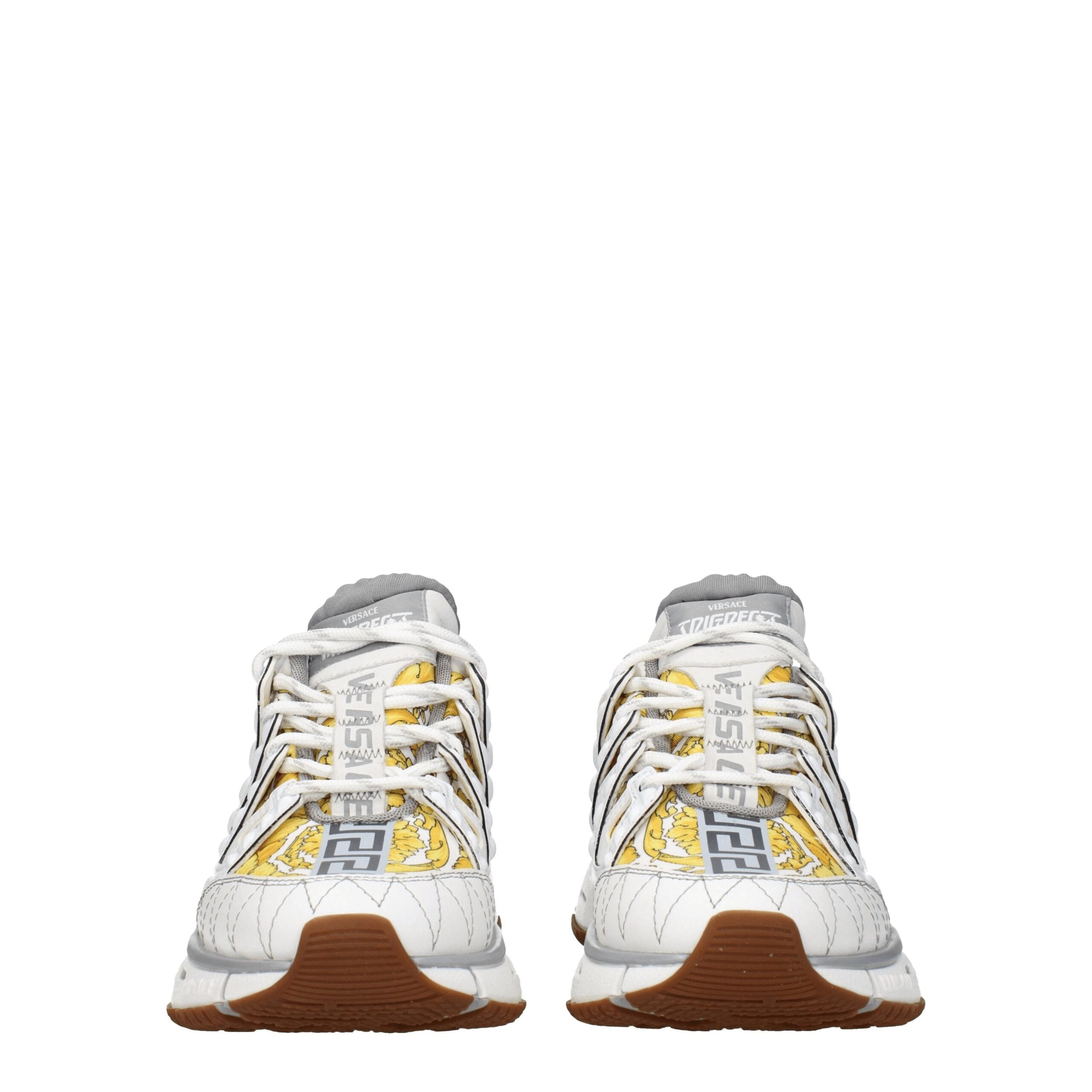 Sneakers Athletic Versace in Tessuto Bianco Greca e Dettagli Grigi