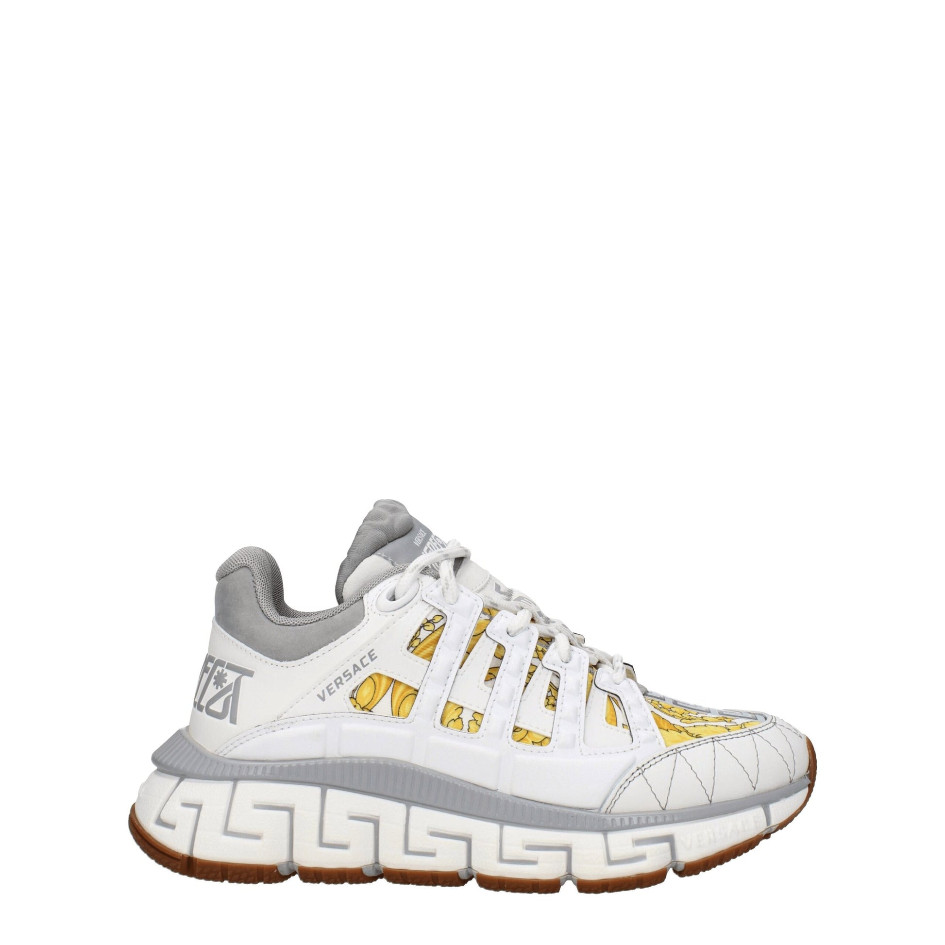 Sneakers Athletic Versace in Tessuto Bianco Greca e Dettagli Grigi