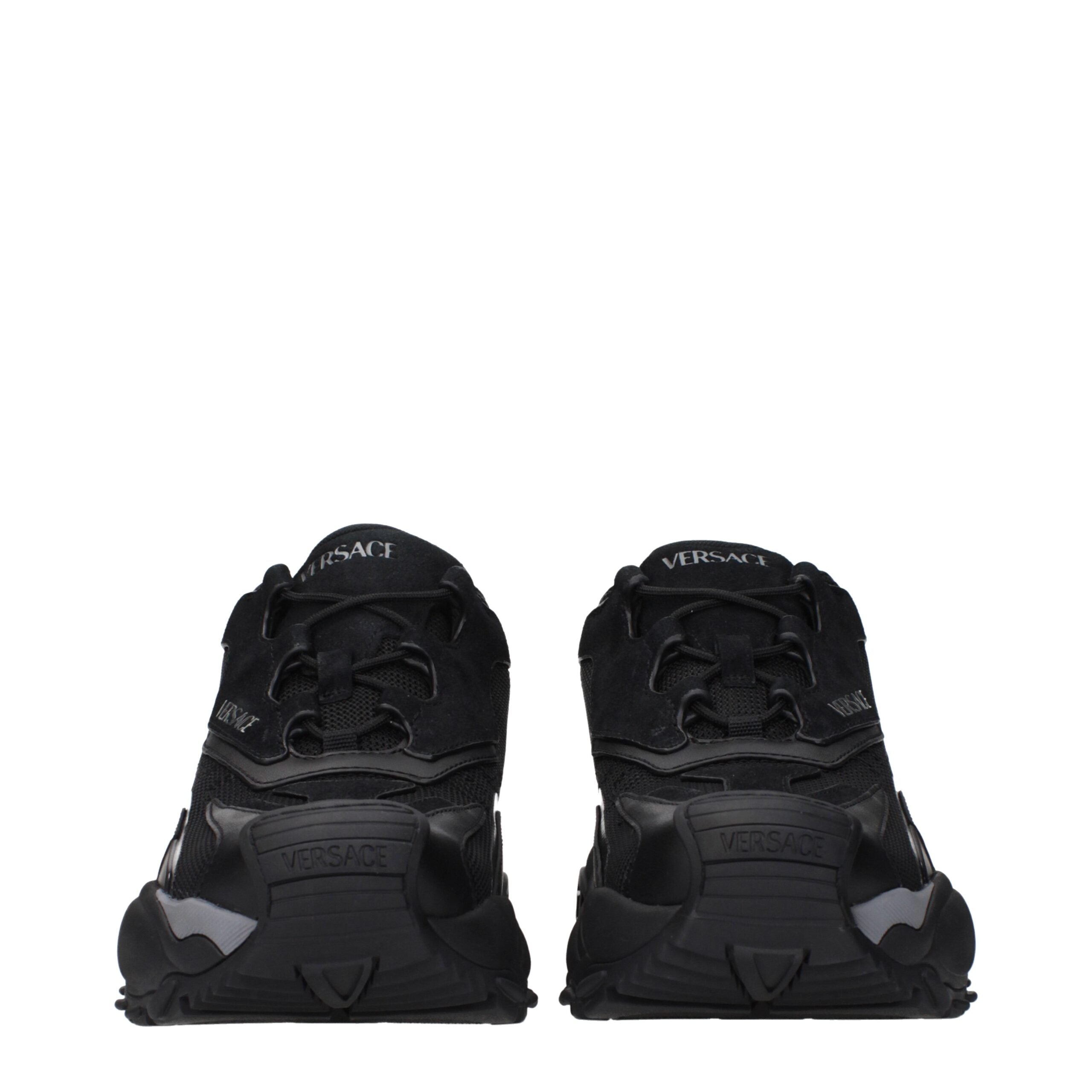 Sneakers Athletic Versace in Tessuto Nero, Multi-Logo