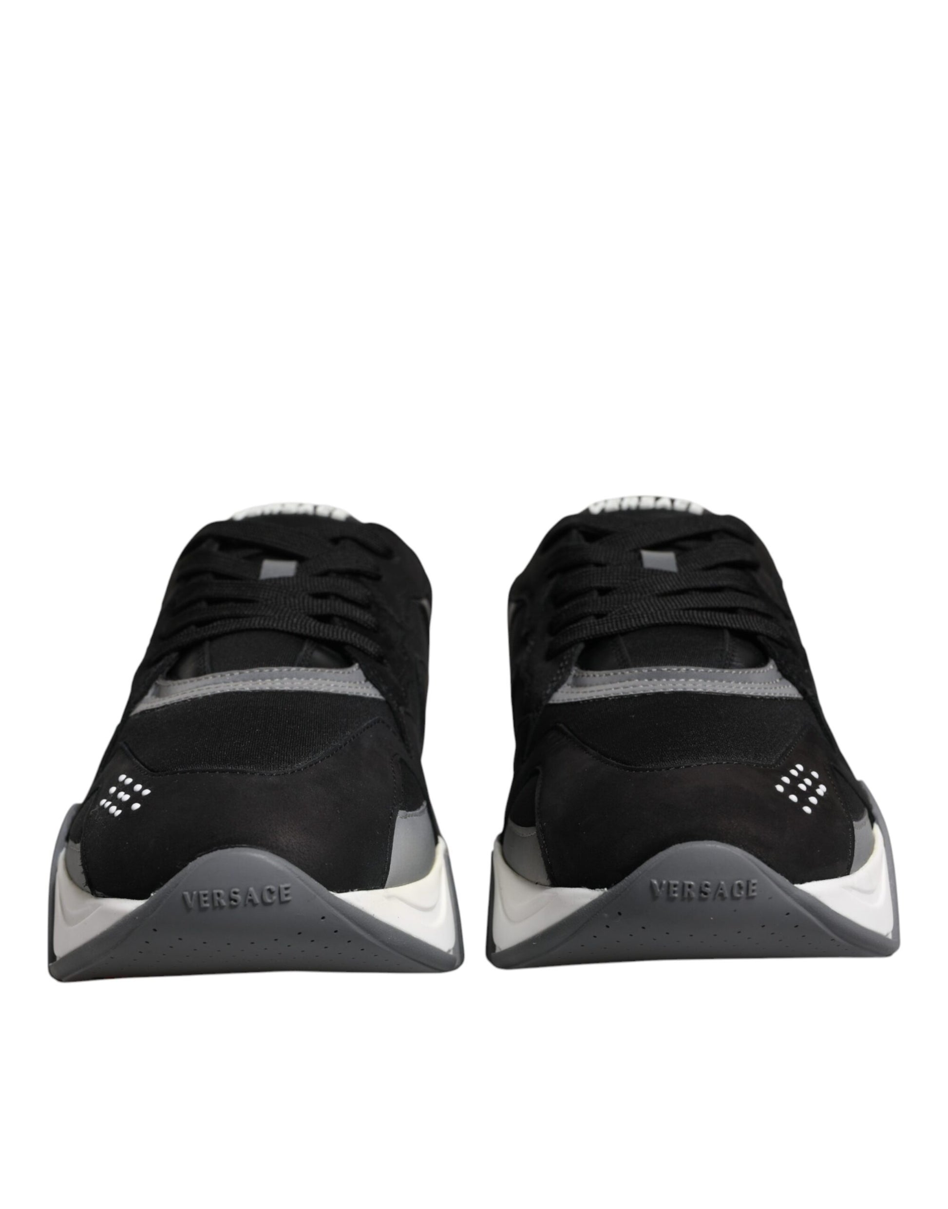 Sneakers Chunky Versace Squalo Low Top in Pelle e Neoprene Nera