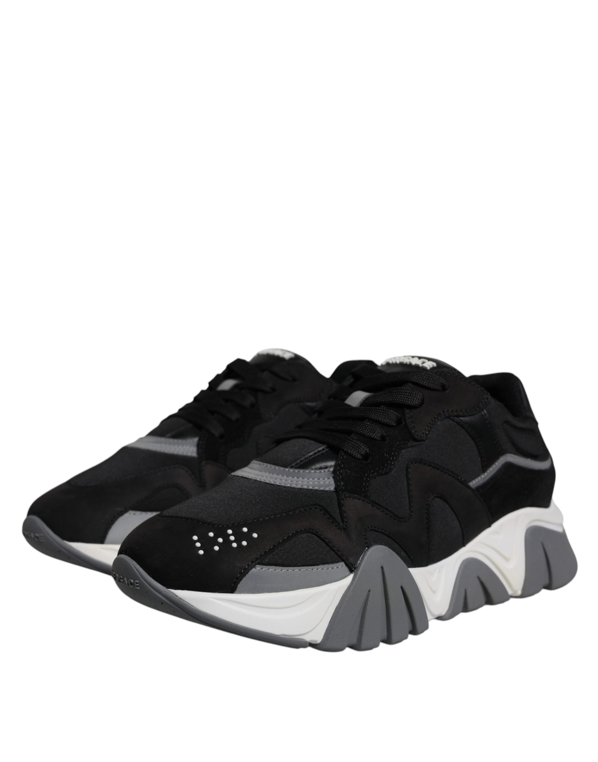 Sneakers Chunky Versace Squalo Low Top in Pelle e Neoprene Nera