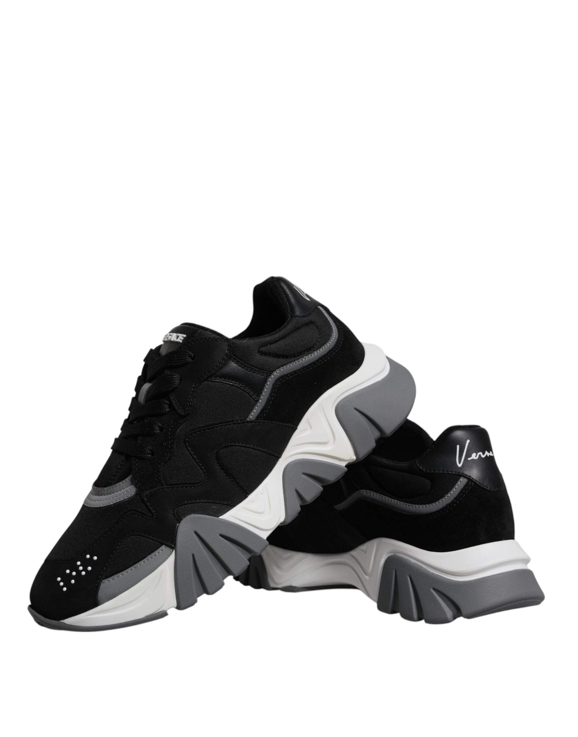 Sneakers Chunky Versace Squalo Low Top in Pelle e Neoprene Nera
