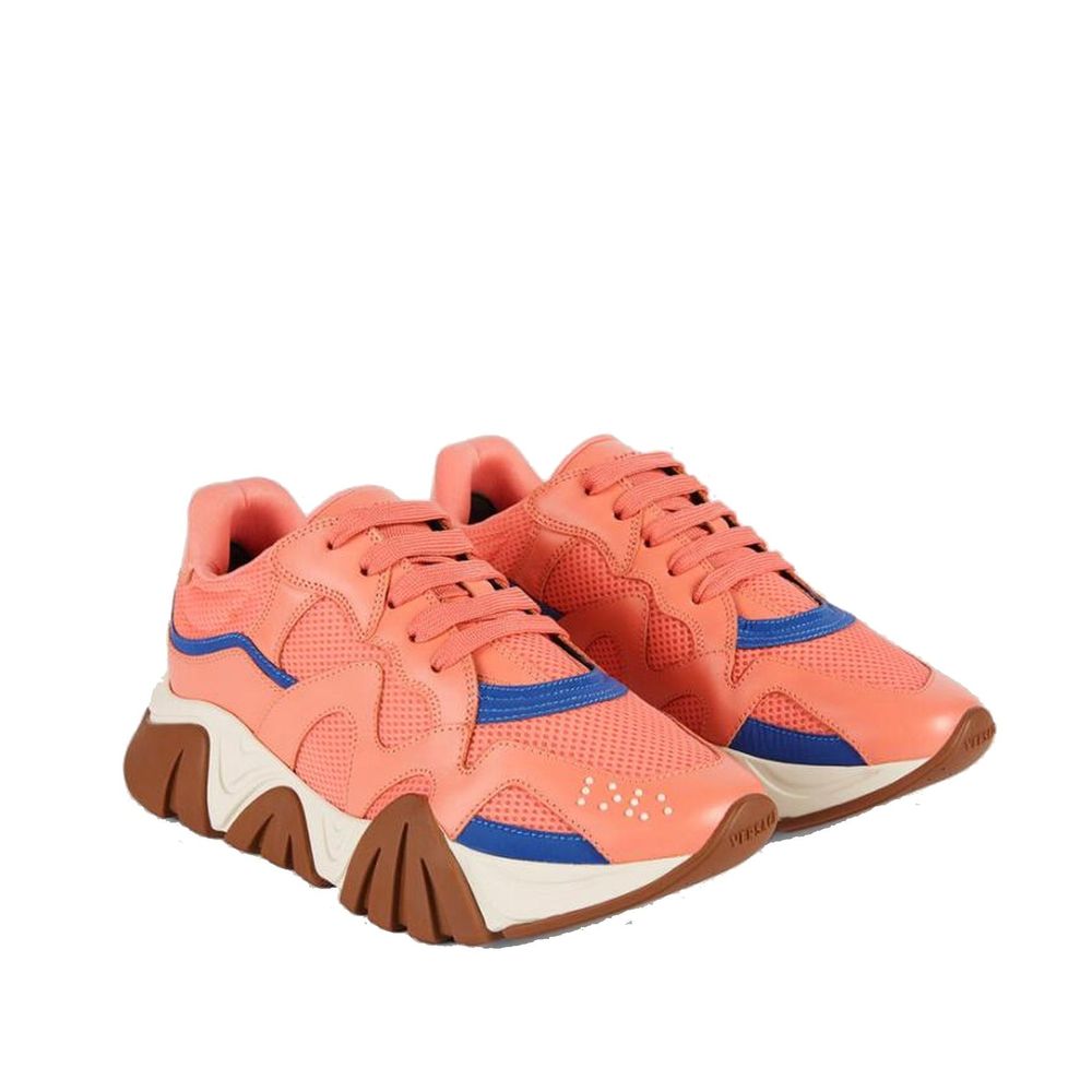 Sneakers Chunky Versace in Pelle Arancione, Mesh e Dettagli Riflettenti