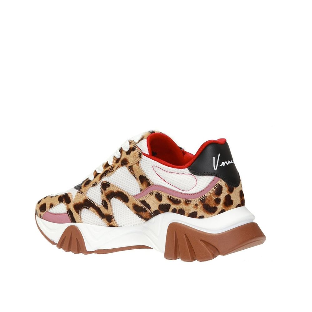 Sneakers Chunky Versace in Pelle Beige, Mesh e Dettagli Riflettenti