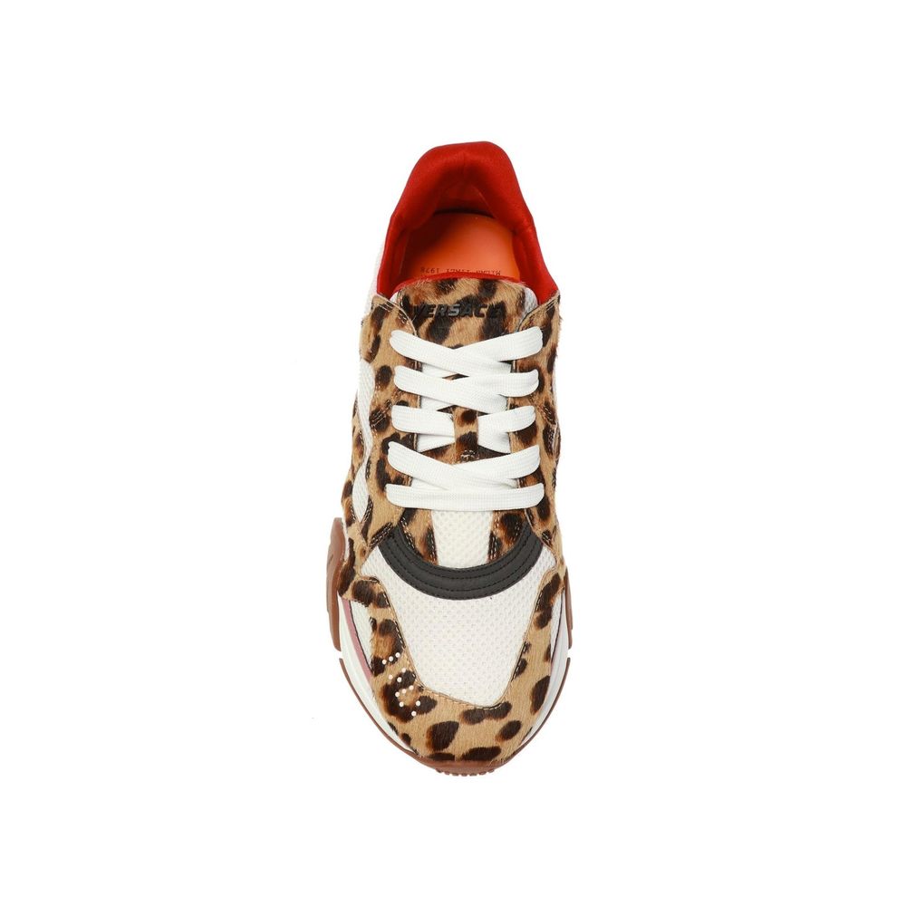 Sneakers Chunky Versace in Pelle Beige, Mesh e Dettagli Riflettenti