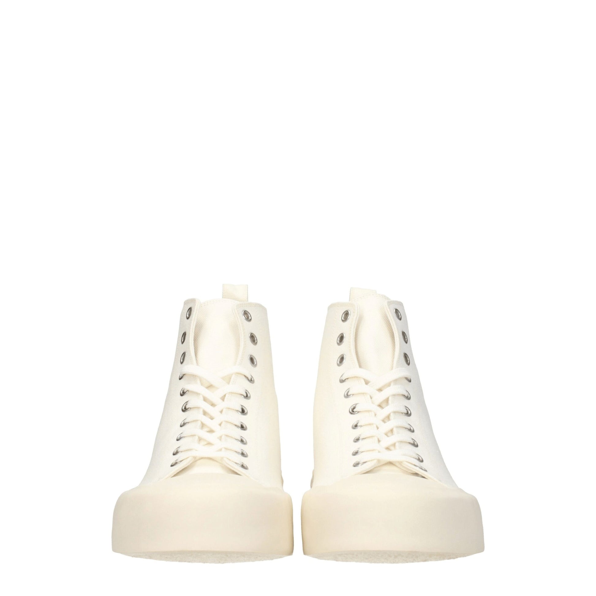 Sneakers High Top Jil Sander in Tessuto Beige Tacco 3.5 cm