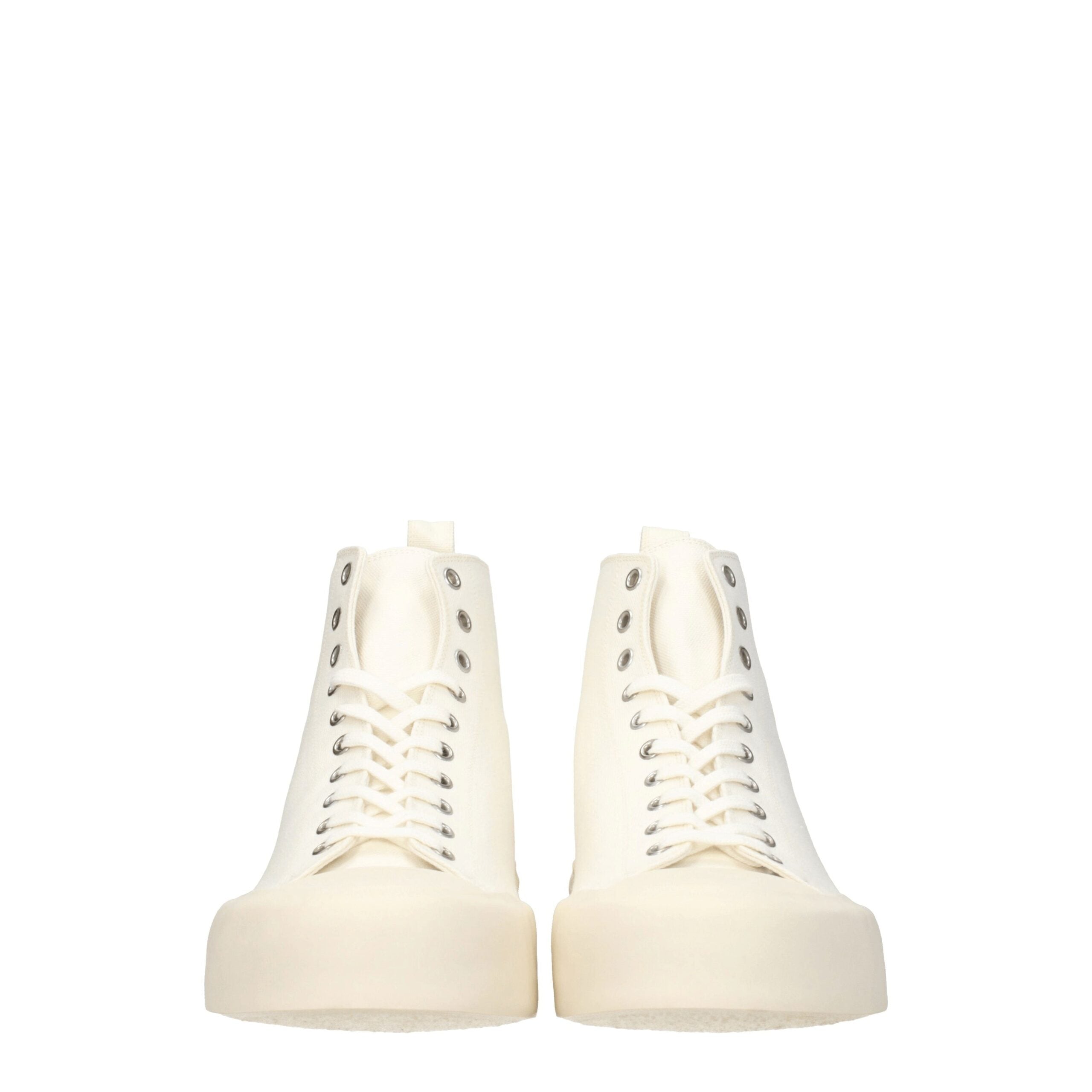 Sneakers High Top Jil Sander in Tessuto Beige Tacco 3.5 cm