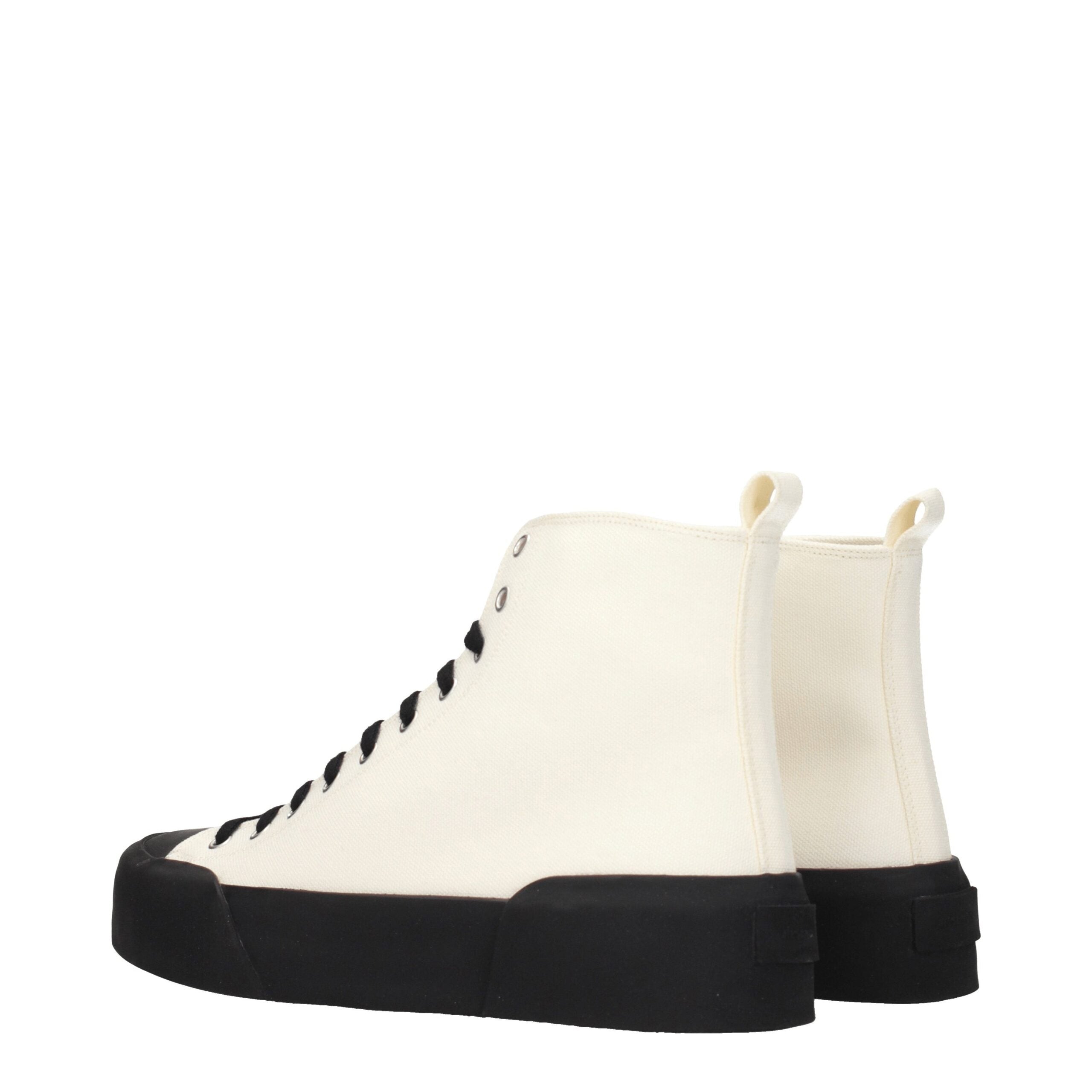 Sneakers High Top Jil Sander in Tessuto Beige e Nero