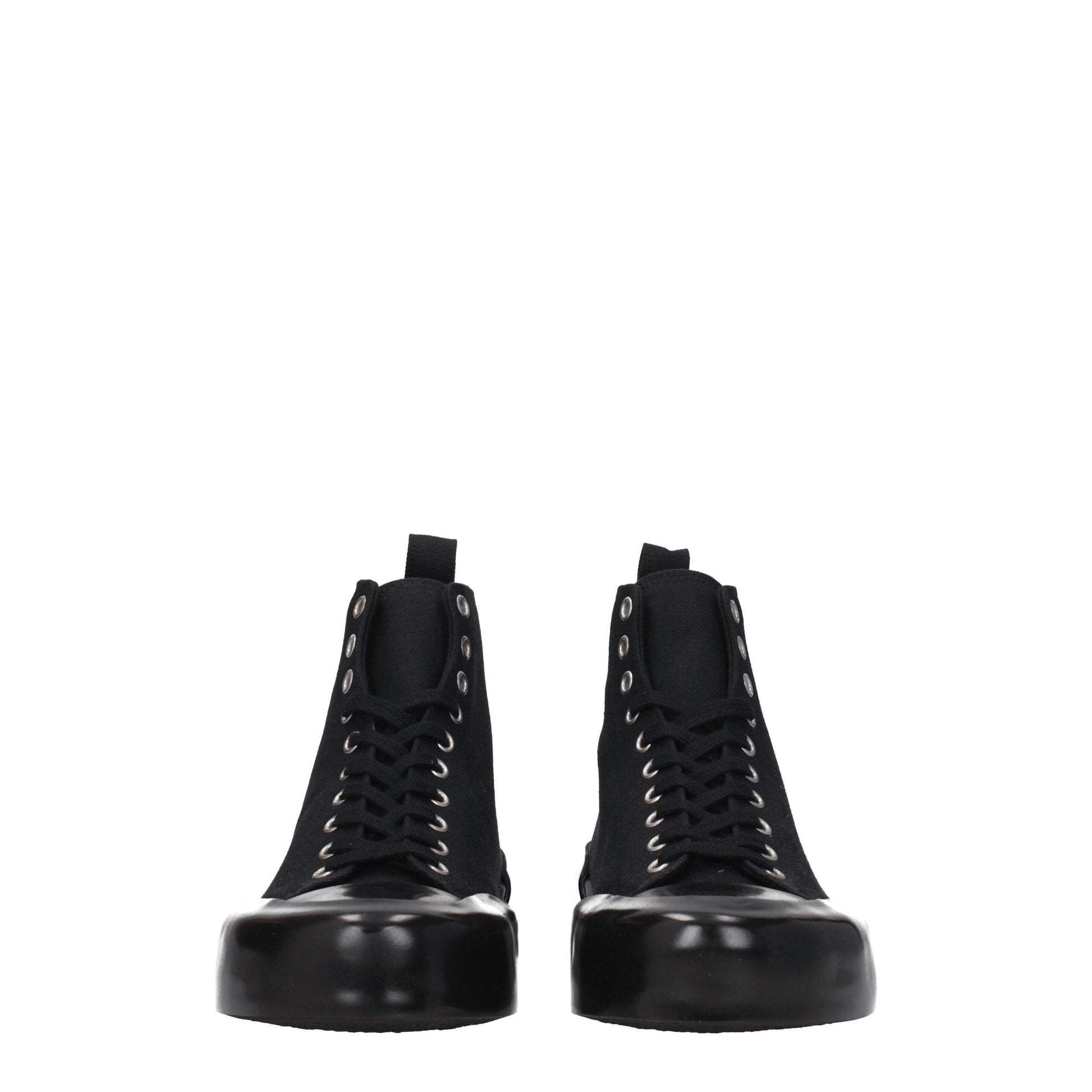 Sneakers High Top Jil Sander in Tessuto Nero Tacco 4 cm