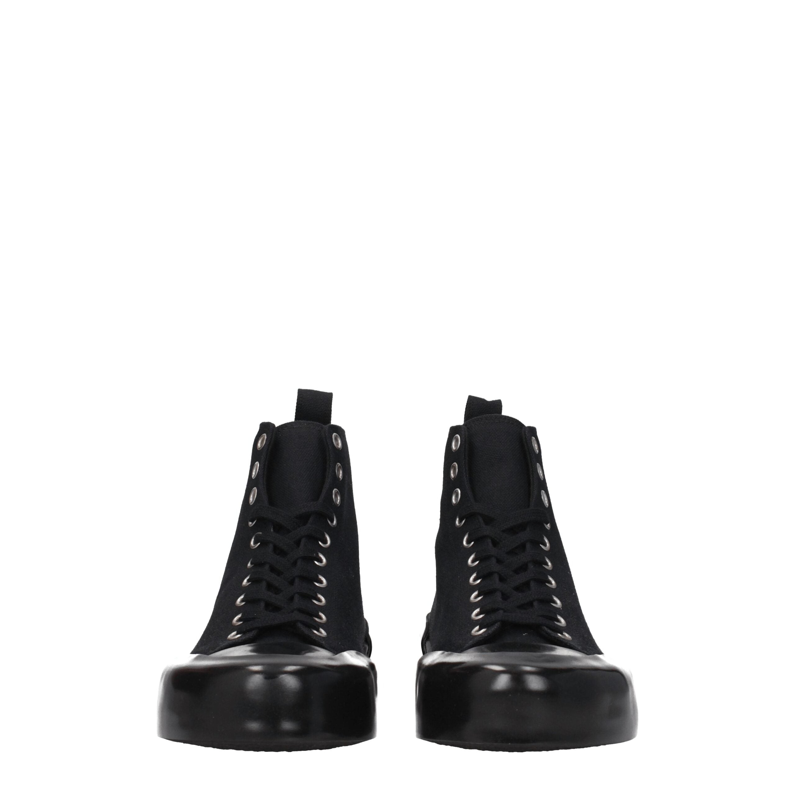 Sneakers High Top Jil Sander in Tessuto Nero Tacco 4 cm