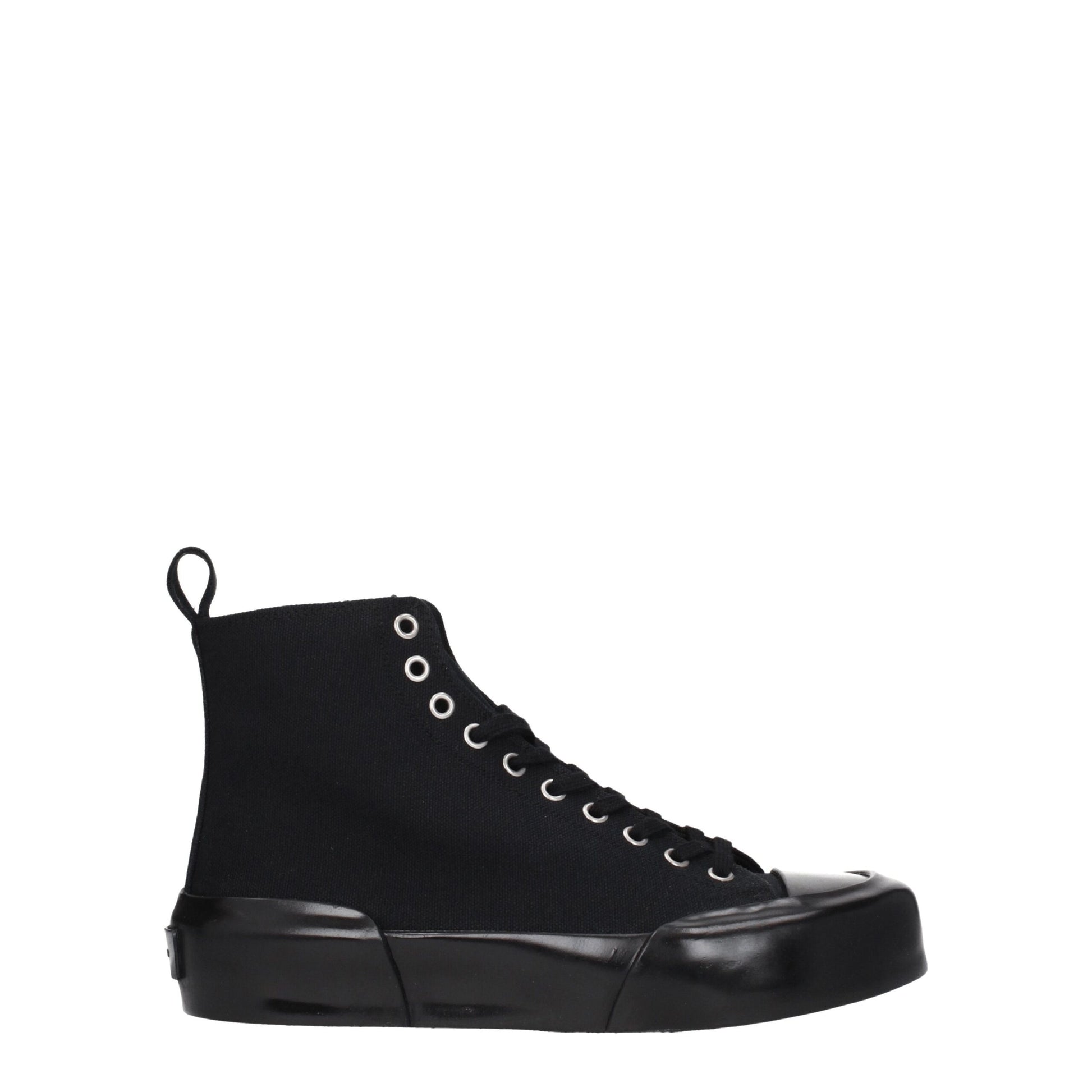Sneakers High Top Jil Sander in Tessuto Nero Tacco 4 cm