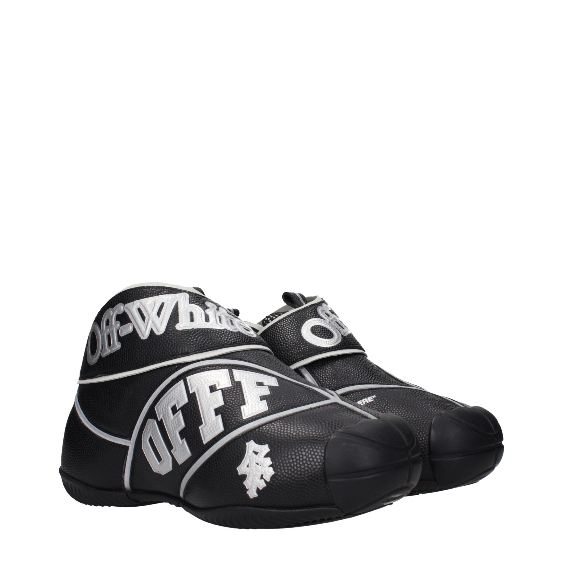 Sneakers High Top Off-White in Pelle Nera con Logo Frontale