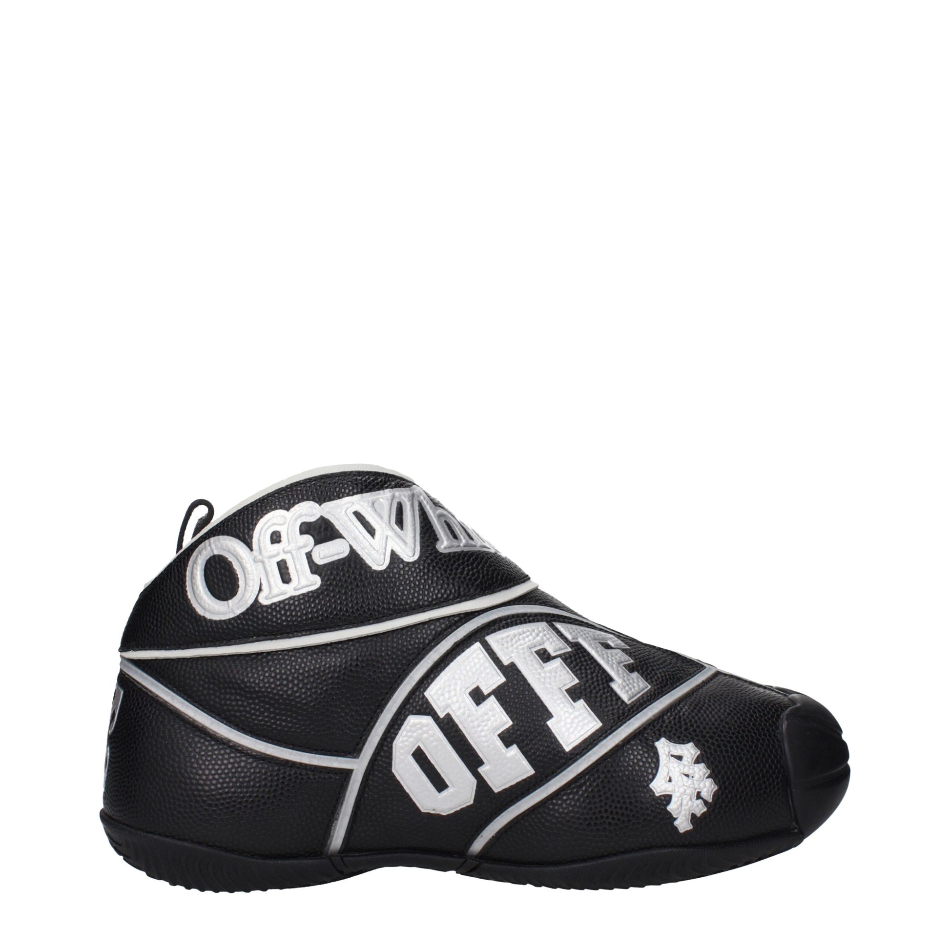 Sneakers High Top Off-White in Pelle Nera con Logo Frontale